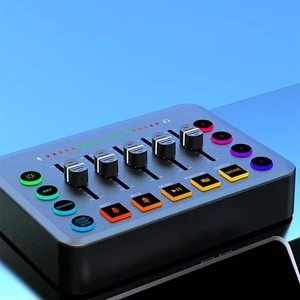 Rechargeable RGB Audio Mixer with XLR for Portable Podcasting and Gaming - Photo 1/5