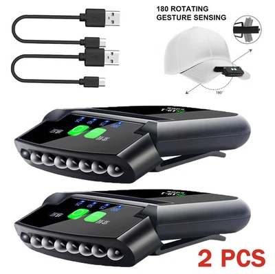 2 LED Hut Clip Licht USB Wiederaufladbare Helle Scheinwerfer Tragbare Helm Lampe - Bild 1 von 4