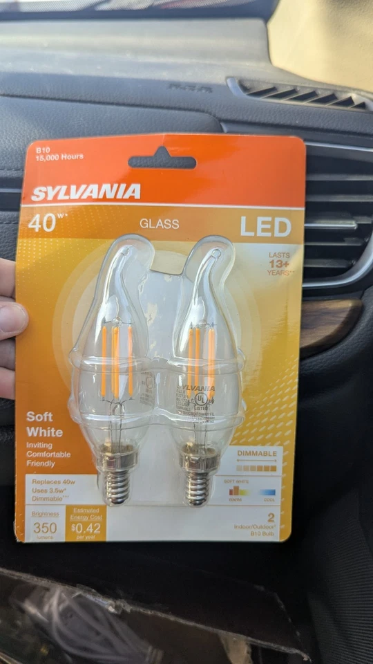 (2 Bulbs) Sylvania 1.6w LED 15w Replacement Candelabra Base E12 Daylight 5000K - Image 1 of 1
