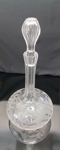 Jarra de cristal jarra botella de vidrio hoja de sierra diseño de grabado floral con tapón - Imagen 1 de 24