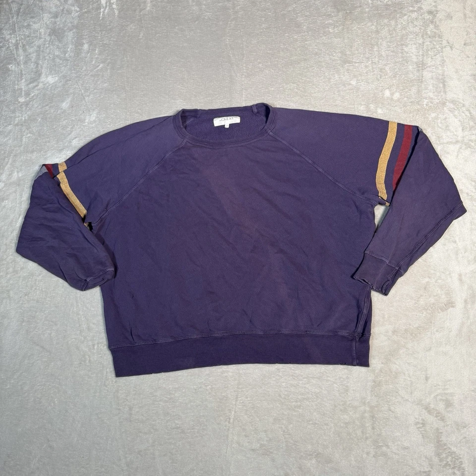 THE GREAT Sudadera Mujer Grande Púrpura Rayas Manga Larga Pullover Cuello Redondo Foto 1 de 4