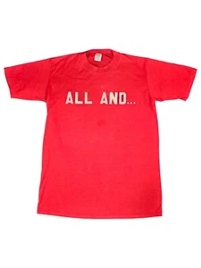 Vtg 80s Russell Jerzees Men's Medium "ALL AND.." Spellout Single Stitch T Shirt - Picture 1 of 6