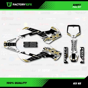 White & Gold Shift Racing Graphics Kit fits Kawasaki 00-24 Kx65 Kx 65 Decal - Picture 1 of 4