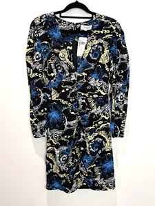 NEW A.L.C. Womens Mini Dress 4 AU 8 Roxy Black Blue Floral Silk Formal Wedding - Foto 1 di 14