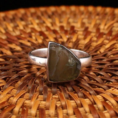 Handmade 925 Sterling Silver Inlay Natural Meteorite Ring - Image 1 of 4