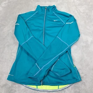 Nike Green Running Jacket with Neon yellow inside Thumb Holes & Back Pockets Med - Picture 1 of 10