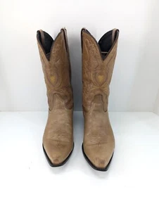 Vintage Dingo Women Tan Leather Western Boots D1776 w/Embroidered Heart Size 8M - Picture 1 of 10