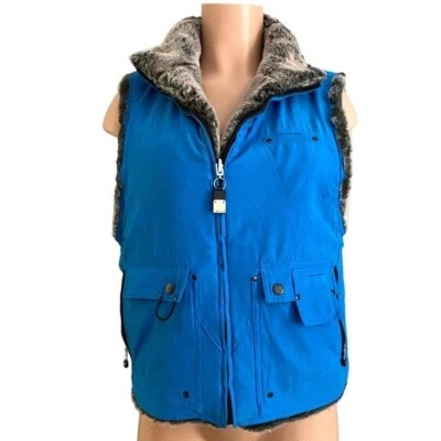 Двусторонний меховой жилет Jamie Sadock синий размер большой - Изображение 1 из 4