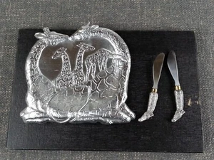 Vintage 3 Piece 1988 Arthur Court Giraffe Platter W/ 2 Spreaders Aluminum - Picture 1 of 7