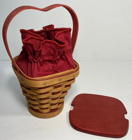 2007 Longaberger HEART'S DELIGHT Combo BASKET + LID LINER PROTECTOR Left Handed Cover