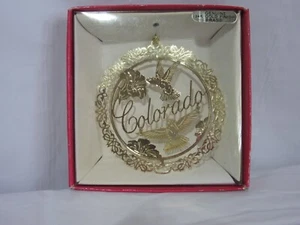 Nations Treasures State Ornament Colorado 24k Gold Flashed Brass Christmas - Picture 1 of 6
