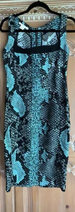 Antonio Berardi Turquoise & Black Python Print Dress Made in Italy *Size-10 EUC - Picture 1 of 7