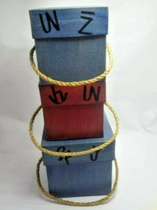 Vintage Western Nesting Boxes Red Blue Branding Iron Design Lot 3 - Picture 1 of 11