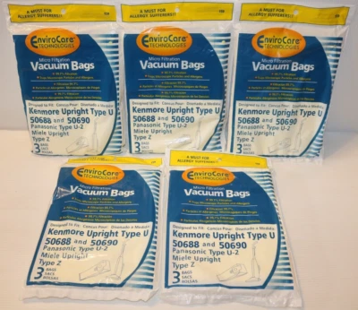 15 Kenmore Upright Type U 50688 & 50690 Micro Filtration Vacuum Bags, New Sealed - Image 1 of 4