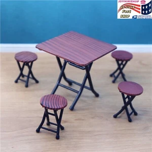 5PCS Dollhouse Miniature 1/12 Folding Table And Chairs Set Furniture Toy Gift - Picture 1 of 7