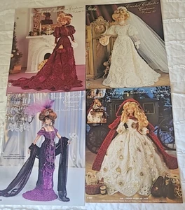 Vintage Set 4 Modepuppen Kleider Kleid Häkelmuster Bücher passt Barbie 11-1/2 Zoll - Bild 1 von 10
