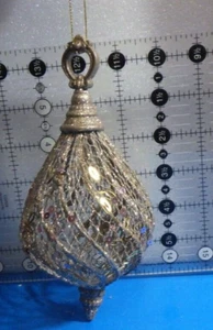 metallic silver bronze colored mesh metal & pink or purple & glitter sequin 7" - Picture 1 of 4