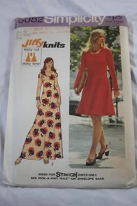 Maxi vestido retro vintage SIN CORTAR Simplicity 6082 patrón de costura tejido Jiffy talla 10 - Imagen 1 de 2
