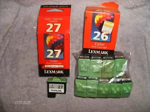 EMPTY 10 LEXMARK (9) 26 COLOR & (1) 27 COLOR INK CARTRIDGES - Picture 1 of 2