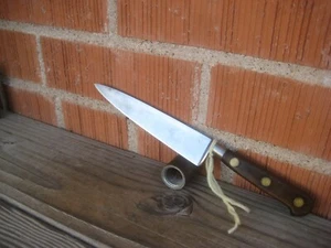 Cuchillo de chef de carbono vintage de 5 1/2" de la década de 1970 ** SABATIER ** / mango de madera FRANCIA - Imagen 1 de 11