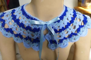 COLLAR SCARF CAPELET ESTILO VICTORIANO COLLAR ENDURECIDO Acrílico Azul Vintage - Imagen 1 de 12