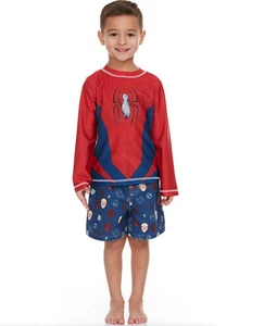 Spiderman Boys Swimsuit Swim Trunks Rash Guard Shirt Shorts Toddler 2T 3T 4T 4 5 - Picture 1 of 6