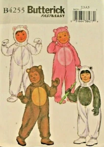 Butterick 4255 Junge/Mädchen BÄR/PANDA Kostüm Overall Schnittmuster 2-3-4-5 - Bild 1 von 2
