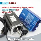 【EU】 Nema34 8N.m Servo Motor Closed Loop 116mm 6A & HSS86 Hybrid Driver CNC Kit