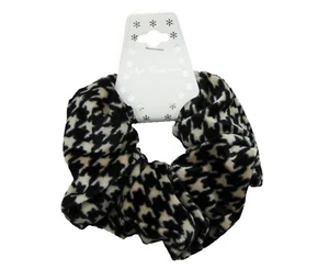Einfarbiges Hahnentrittmuster weich samtig Scrunchie Haargummi Pferdeschwanz Halter - Bild 1 von 1