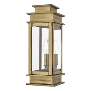 Livex Lighting Princeton 1-Light Brass Outdoor Wall Lantern in Antique Brass - Picture 1 of 12