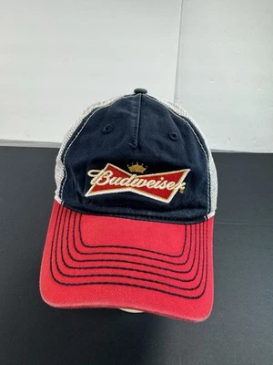 Budweiser Hat Strapback Dad Cap Mens Navy Blue Outdoor Golf Casual Bud Mesh Back - Image 1 of 4