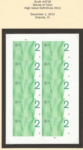 US Scott #4718 come nuovo NH 2012 pannello di 10, $2 Waves of Color autoadesivo, fustellato vf - Foto 1 di 2