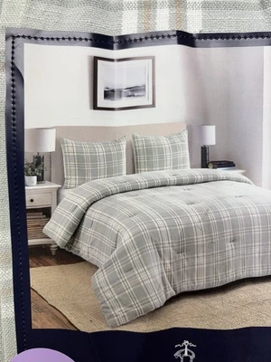 Brooks Brothers Full/Queen Pale Green Plaid Comforter Set Inc 2 Shams NEW - Image 1 of 2