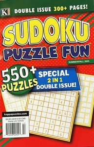 SUDOKU PUZZLE FUN MAGAZINE SUMMER FALL 2025 FREE SHIPPING - Picture 1 of 1