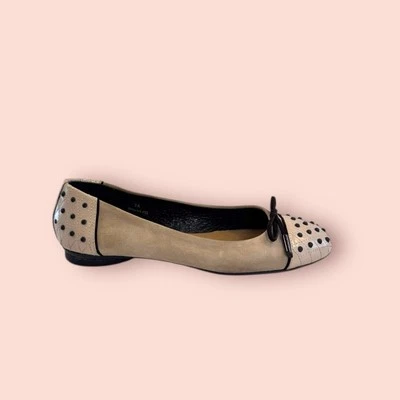 TOD’S 双色麂皮绒和镶嵌皮革蝴蝶结芭蕾平底鞋 36 码 US 6 — 第 1/4 张图片