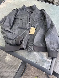 Mens Dixon Leather Faux Distressed Motorcycle Jacket Mens 2XL. NWT - Picture 1 of 8
