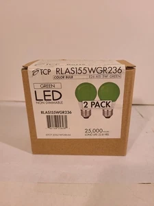 2016 TCP LED GREEN LIGHT BULBS 2 PACK 5W 120V UNOPENED BOX - Picture 1 of 6