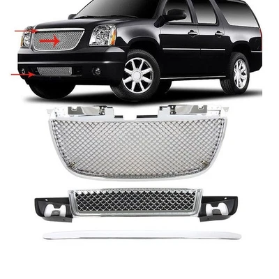Hood Molding&Front Bumper Grille Fits 2007-2014 GMC Yukon XL Denali 1500 2500 Foto 1 de 4