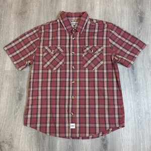 Eddie Bauer Button Up Hemd Herren Large rot kariert Workwear Foreman Kurzarm - Bild 1 von 6