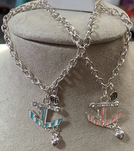 JUSTICE BFF ANCHORS AWAY BRACELET SET DANGLING HEART CHARM SUMMER FUN! - Picture 1 of 3