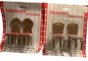 Miniature Furniture High Backed Upholstered Wood Chairs Rich Lacquer Finish NOS - Picture 1 of 6