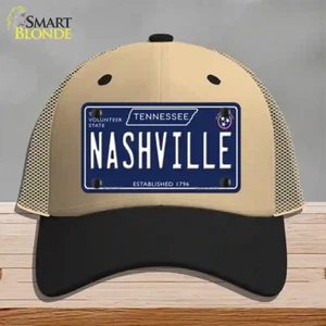 Sombrero con letrero de metal azul Nashville Tennessee - malla caqui/negro - Imagen 1 de 1