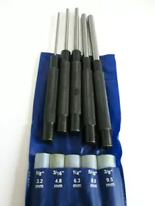Juego de punzones de pin de accionamiento largo de 8" de 5 piezas 1/8, 3/16, 1/4, 5/16 y 3/8 bolsa puede romperse - Imagen 1 de 7