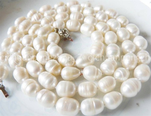 VETEMENTS Collana di perle di riso barocco coltivate Akoya bianche 34'' naturali 8 9mm