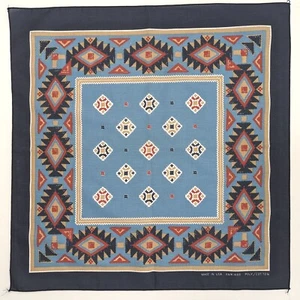 VTG WAMCRAFT Southwest Aztec Bandana Scarf Poly/Cotton Blue Red Tan~21”x21.5” - Picture 1 of 7