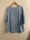 EILEEN FISHER Women’s Size Large Blue Chambray Denim 3/4 Sleeve Cotton Tunic Top