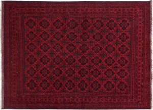 Tappeto Afghan Khal Mohammadi 240x340 annodato a mano rosso fantasia orientale a - Foto 1 di 8