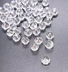 50x 8x6mm sparkling transparent white flat round washer faceted crystal beads - Picture 1 of 1