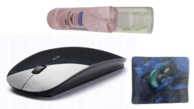 Ultra Slim Wireless Mouse, Mouse Pad & Cleaning Gel 100ml (3 in 1 Combo Pack) - Image 1 of 4