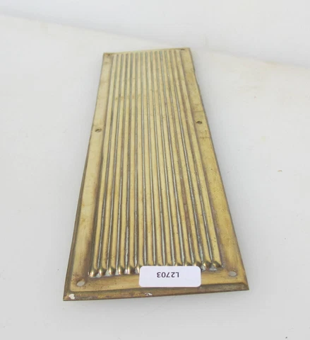 Victorian Brass Finger Plate Push Door Handle Reeded Old Antique Vintage Ribbed Cover